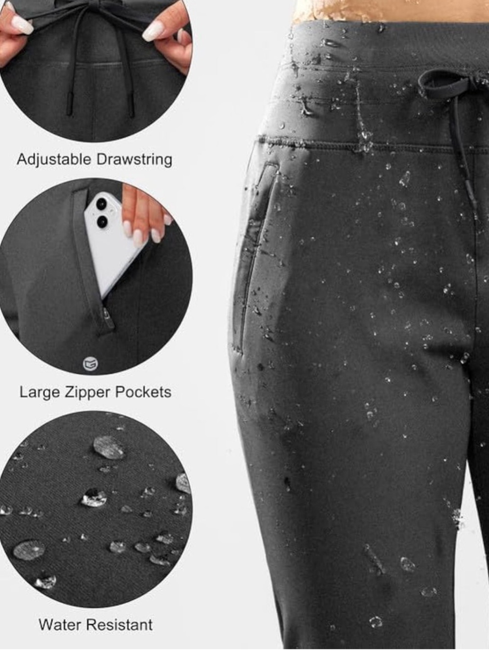 Gradual High-Waist Drawstring Active Joggers in Charcoal - Picture 3 of 11
